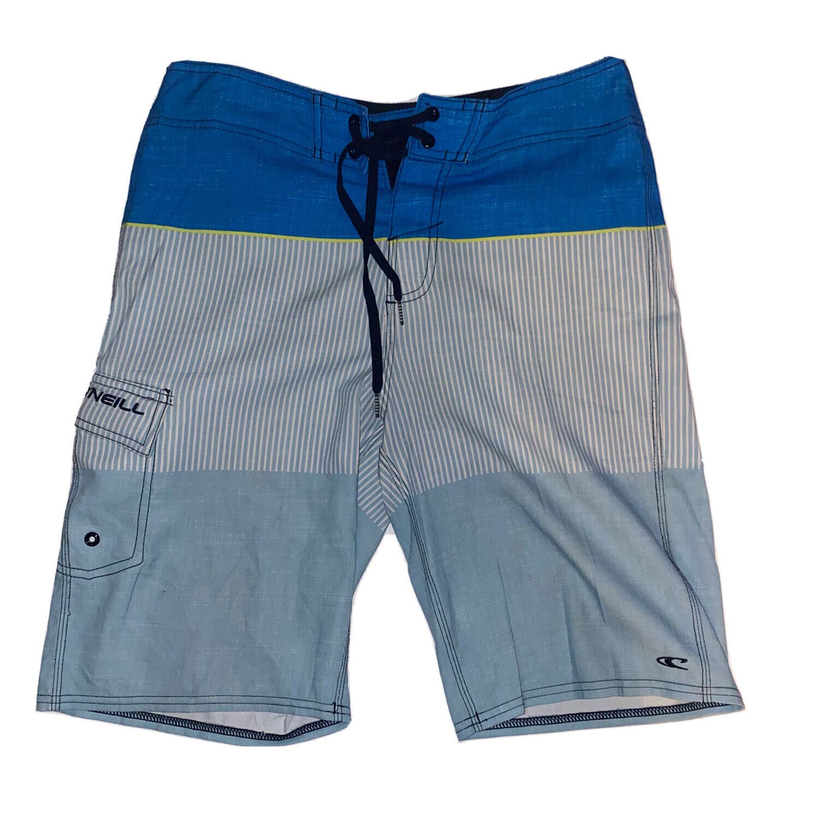 Oneill Board Shorts Swimwear Mens Swim Trunk Blue Striped Size 28x10